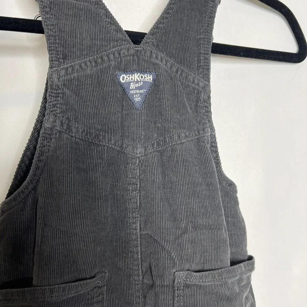 Boy OshKosh B'gosh® Size 4T Gray Jersey Lined Corduroy Overalls